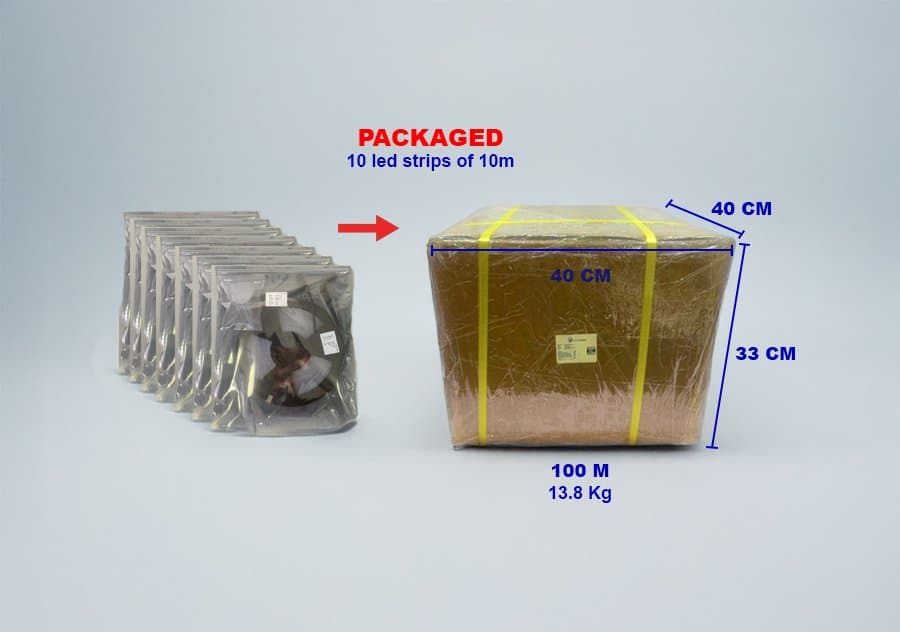 Iluminatronics LED strip packaging sealed with adhesive nylon