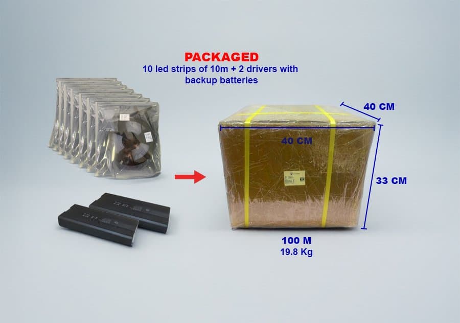 Emergency LED strip packaging with EPS50 units
