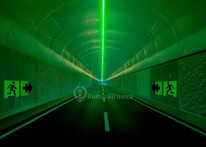Emergency LED strip lighting system for tunnel evacuation routes
