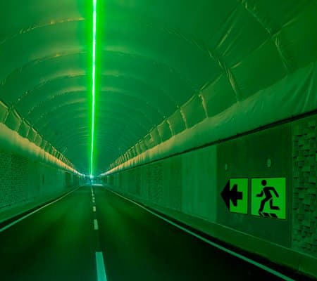Emergency LED strip with battery backup for tunnel evacuation route
